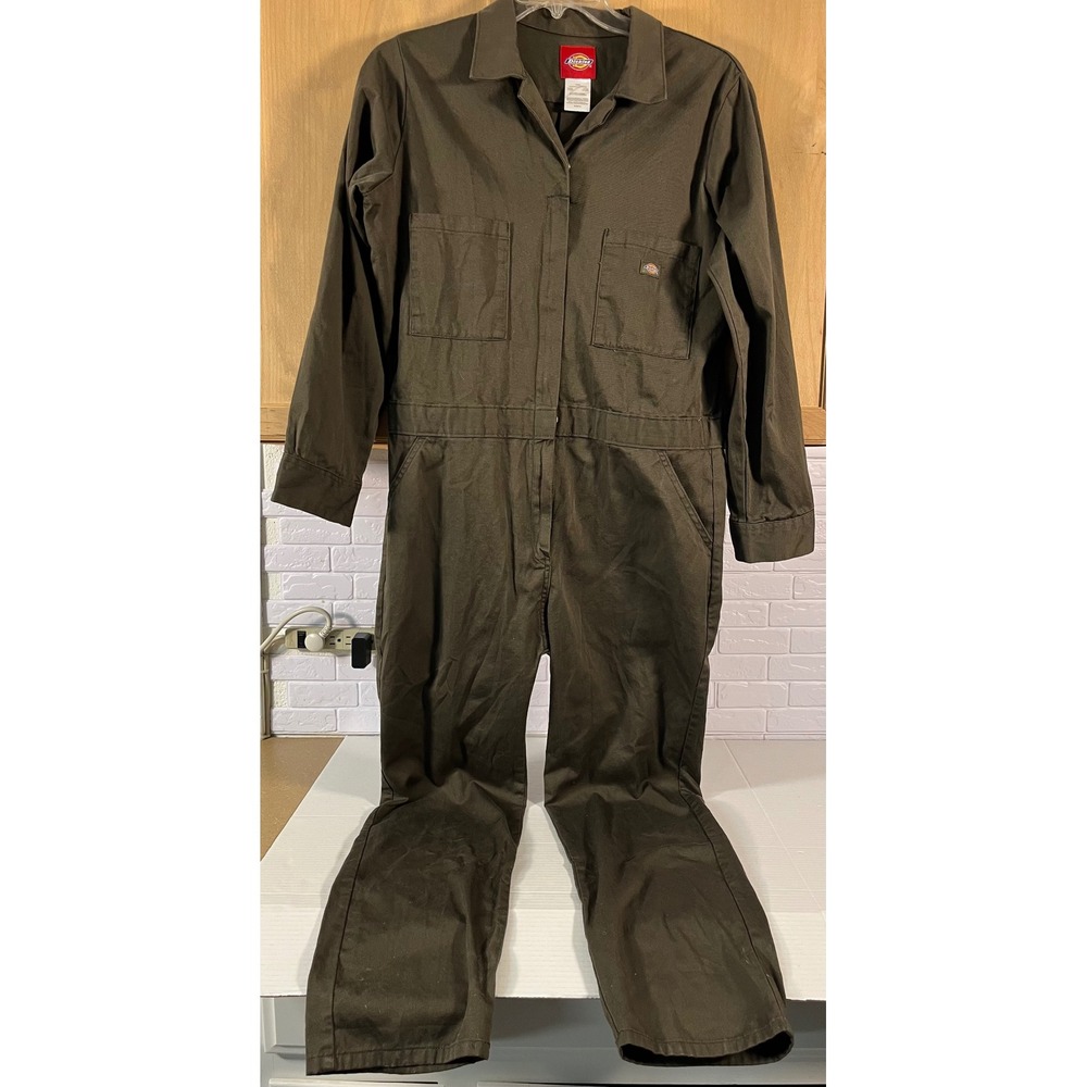 Dickies Coveralls Men XL Green Long Sleeve Cotton Utility Workwear Jumpsuit